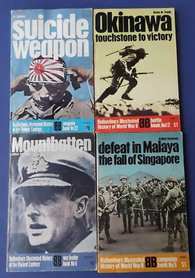 4 Ballantine's History Of WWII Books - Suicide Okinawa Mountbatten Malaya • $13.99