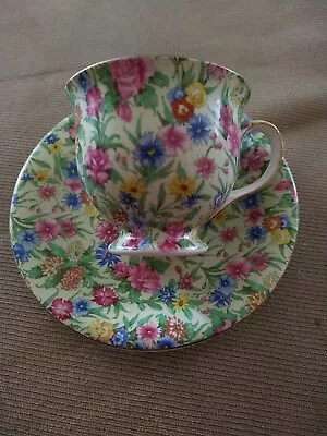 Royal Winton KEW Grimwades Yellow Chintz  Footed Cup/Saucer Signed England  • $24.50