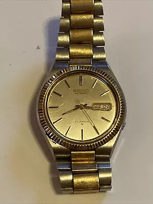 Vtg Seiko Men’s Automatic-7009-8139-water Resistant-17 Jewel-gold Tone-day Date • $60