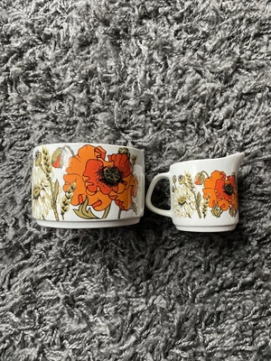 £4.99 • Buy J&G Meakin Poppy Milk Jug And Sugar Bowl Vintage - Good Condition
