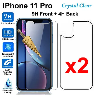 X2 Tempered Glass 9H Screen Protector For Apple IPhone 11 PRO Front + Film Back • $8.50