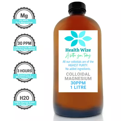 Colloidal Magnesium 30PPM 1LITRE 99.99% Purity Mineral Supplement Magnesium Ions • $49.95