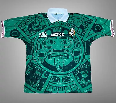 Mexico 1998 Home Size L ABA Sport Soccer Jersey Original Vintage Aztec Blokecore • $360