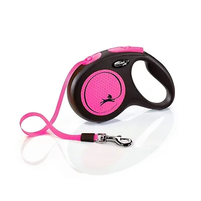 Flexi Neon Tape Pink Medium 5m Retractable Dog Leash/Lead For Dogs Up To 25k • £18.99