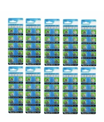 100 X AG13 LR44 SR44 L1154 357 A76 QUALITY ALKALINE BUTTON COIN CELLS BATTERIES • £5.99