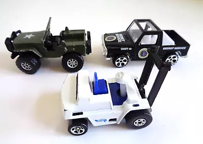 Lot 3 Diecast RealToy Secret Service Maisto Military Jeep Hot Wheels Forklift • $6