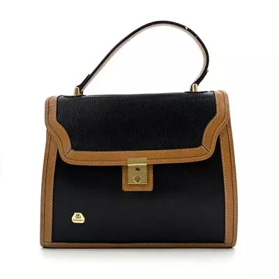 Authentic MORABITO Flap Type Bicolor Handbag Leather Navy Brown Women Used JPN • $129.60