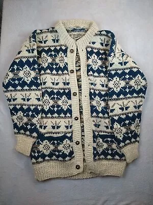 Lorenzi Wool Sweater Cardigan Size XL Knit Made In Nepal Button Front • $40