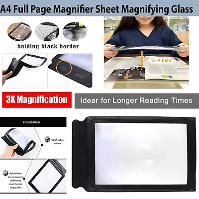 A4 Magnifying Sheet Full Page Large Magnifying Glass Reading Sewing Aid Lens • £3.89