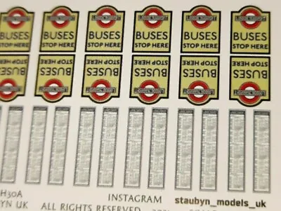 £6.99 • Buy 12 London Transport Bus Stop Flags & Station Poster Kit2 1930's Oo Gauge Kit 2