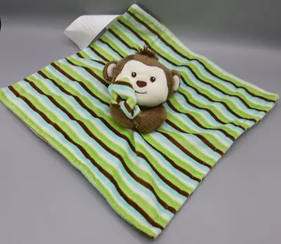 Little Miracles Monkey Stripe Green Brown Baby Comforter Blankie Blanket Soother • £7.99