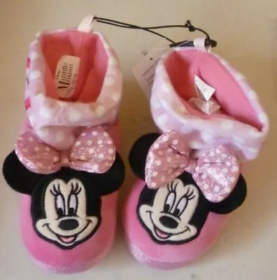 New   Girls Size 9-10 Minnie Mickey Mouse Pink Bootie Slippers   • $7