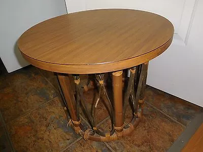 Vintage Mid Century Modern Calif Asia Formica Rattan End Table Bamboo Sturdy Mcm • $199