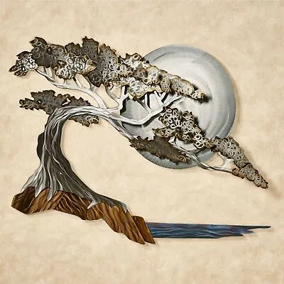 Moonlight Cypress Tree Indoor Outdoor Metal Wall Sculpture Art • $389