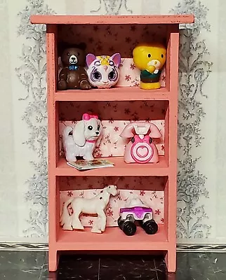 Handmade Dollhouse Wooden Bookcase Shelves Pink Girls Room Toys 1/12 • $3.99