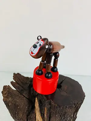 Vintage Wooden Push Button Moving Dancing Monkey Figurine 4  • $9