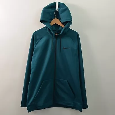 Nike Dri Fit Full Zip Hoodie Mens 2XL XXL Green Pockets Therma Training Fleece • $24.98