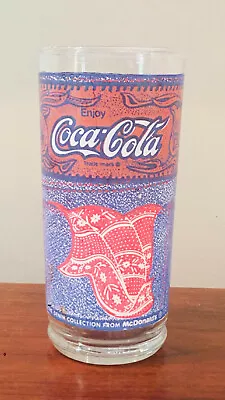 VINTAGE Coke Glass Tumbler 16 Oz.  McDonald's Denim Collection • $12.88