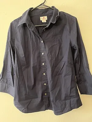 J. Crew Women's Haberdashery Navy Blue Striped Shirt Size Large Button Shirt • $11.90