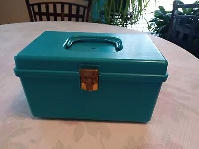 Vintage Wilson Wil-hold Plastic Sewing Box Caddy Organizer Teal Clean 10x6x6 • $23.25