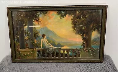 Vintage R. Atkinson Fox Sunset Dreams 1930s Art Original Frame 15  X 9  • $49.70