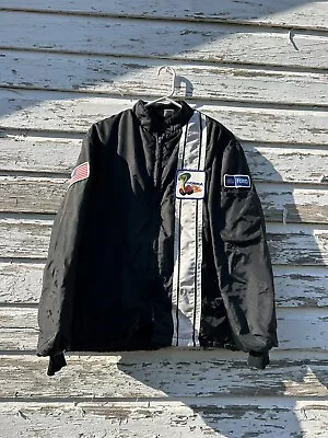 VTG Ford Mustang Cobra Full Zip Insulated Black Bomber Jacket Size Medium 80s • $250