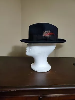 Wonderful Vintage 50's-60's Navy Blue Stetson Fedora Navy Blue 7 1/8 Medium • $49.99