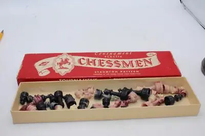 $9.99 • Buy Vintage Lowe Tournament Plastic Chessmen Staunton Pattern #804 Black Pink Swirl