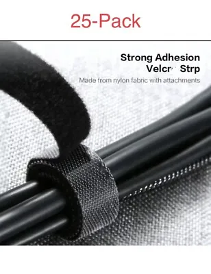 25 VELCR Brand Ties Cable Cord Organizer Wraps Reusable Die Cut Straps 5” Black • $3.50