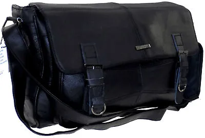 New Lorenz Cowhide Genuine Leather Satchel Messenger Laptop Shoulder Bag • £29.95