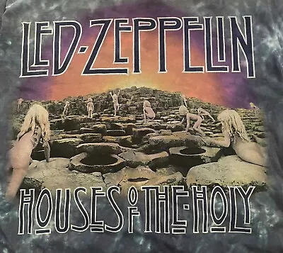 Vintage Liquid Blue Led Zeppelin Houses Of The Holy Tie Dye T-shirt Med No Holes • $20.99