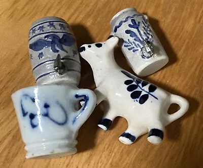 Lot Of 4 Miniature Vintage Stone Cup/ Crocks/Keg Delft Cow Stoneware • $8