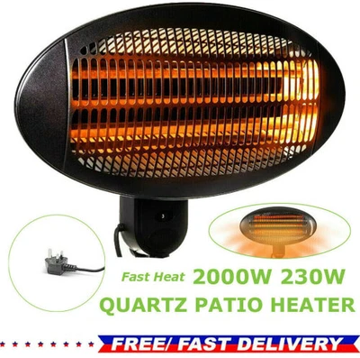 £17.98 • Buy Infrared Patio Heater Garden Outdoor Quartz 2kw Wall Mounted 3 Heating