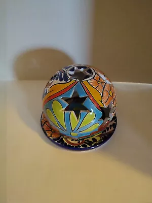 Talavera Mexican Pottery 2 Piece Round Candle Holder Approx. 6 X 6 In. • $16.65