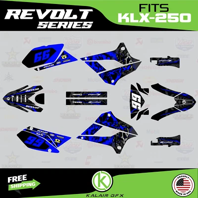 $79.99 • Buy Graphics Kit For Kawasaki KLX250 (2008-2020) KLX 250 REVOLT-blue