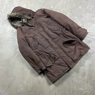 EDDIE BAUER GOOSE DOWN Parka Jacket Faux Fur Lined Hood Trim XL Tall Polar • $139.99