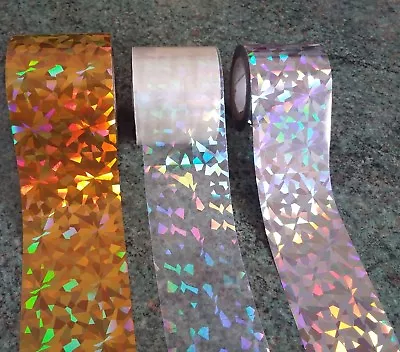 BROKEN GLASS Nail Art Foil Transfer Holographic Clear Gold Silver Stickers UK • £1.90