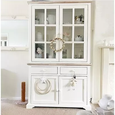 £0.99 • Buy Large White Display Cabinet With Glazed Doors Cotswold Storage Furniture Kitchen