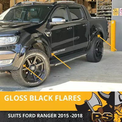 Fender Flares Kit For Ford Ranger PX3 PX2 2015 + Wheel Arch Full Set Gloss Black • $329