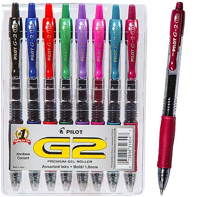 Pilot G2 1.0 Bold 8 Color Assortment 31654 Gel Ink Rollerball Pens • $15.99