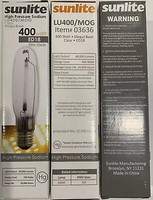 Sunlite LU400/MOG 400 Watt High Pressure Sodium Light Bulb Mogul Base • $10