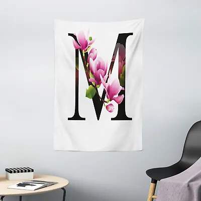 Letter M Tapestry M With Magnolia Floral Print Wall Hanging Decor • $29.99