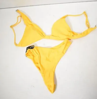 Zaful Womens Size 6 2 Piece Bikini Swimsuit Yellow Bathing Top & Bottom Set • $18.09