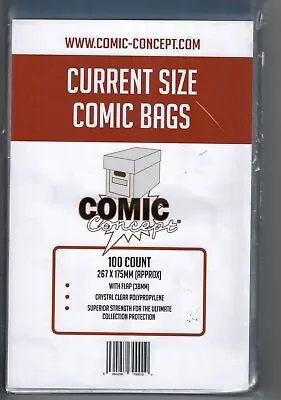 £6.99 • Buy 100 X Current Size Comic Concept Comic Book Sleeves Bags