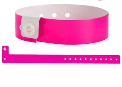  500 Bright Neon Pink Vinyl L Shaped Wrist Bands Events With Snap Security • $48.99