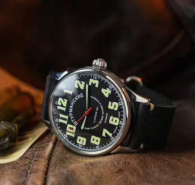 Soviet Military SHTURMANSKIE Gagarin USSR Wristwatch Black Watch For Men • £138.61