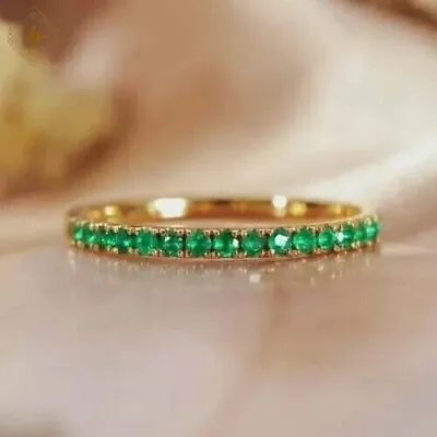 2 Ct Round Cut Lab Created Emerald Eternity Wedding Band 14k Yellow Gold Plated. • $265.99