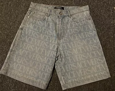 Versace Authentic Logo-print Denim Shorts Size 31 • $150