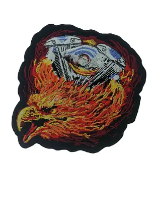 $4.02 • Buy V TWIN BIKE ENGINE FIRE EAGLE  Embroidered Iron On Cloth Motorcycle Patch Badge 