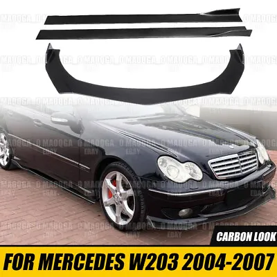 Front Bumper Lip Side Skirt For Mercedes W203  C320 C230 C240 C280 Carbon Style • $127.99